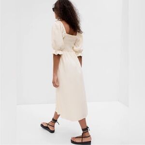 GAP Linen Puff Sleeve Cream Dress